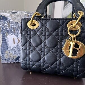 EUC CD Black Quilted Handbag
